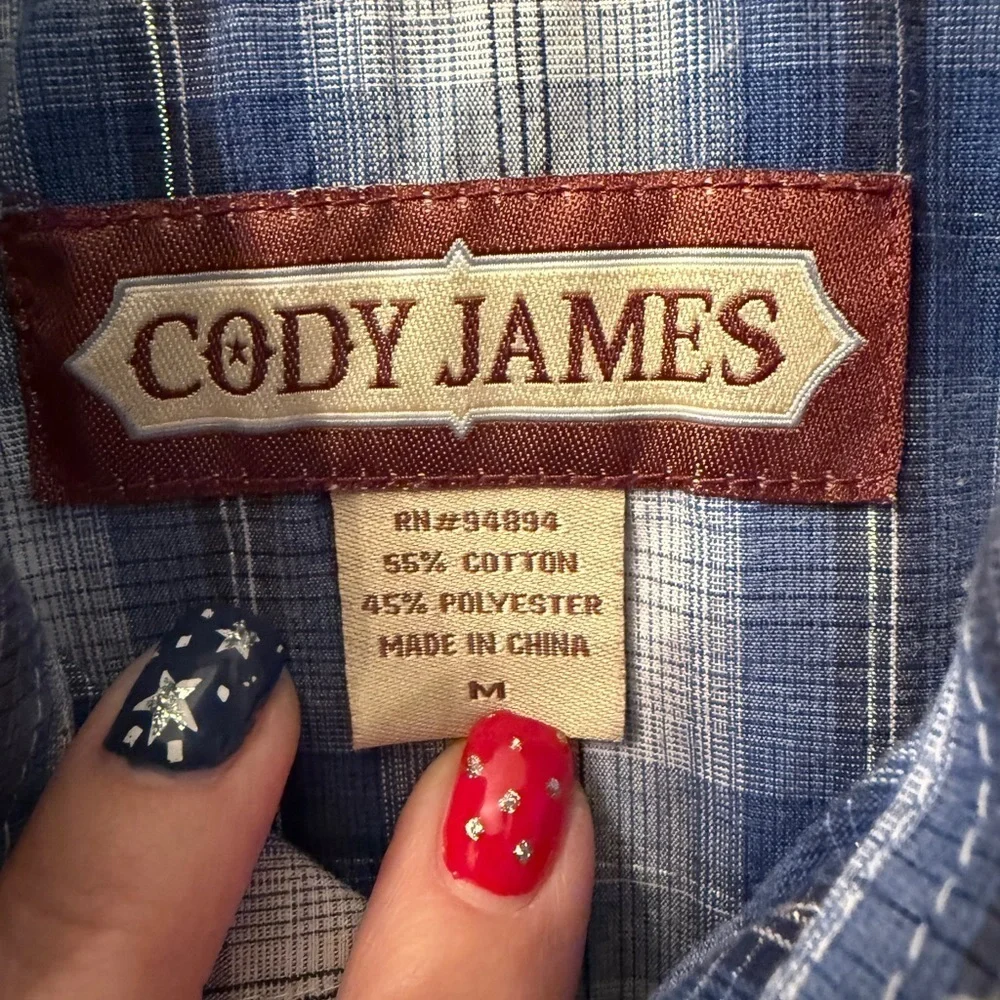 Cody James Blue Plaid Kids Western Long Sleeved Snap Front Cowboy Shirt Sz M